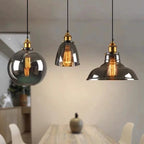 Suspension en verre teinté, cloche, cône, globe ou dôme au choix