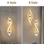 Suspension LED ruban acrylique torsadé 30 cm, une ou deux lumières