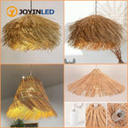 Lustre en fibre de bambou façon paille Ø 50 cm, quatre silhouettes