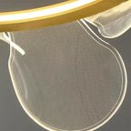 Lustre LED anneau doré à pétales en acrylique transparent