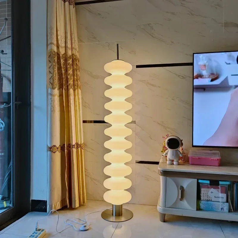 Lampadaire colonne blanc ondulé en acrylique, LED, 154 cm