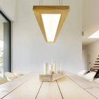 Suspension LED cadre en bois 100 cm, télécommande et hauteur réglable