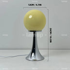 Lampe à poser boule de verre colorée sur pied tulipe chromé