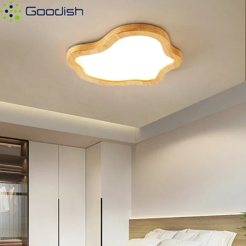 Plafonnier LED nuage en bois massif et acrylique, 4 tailles