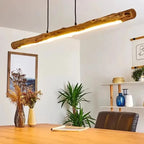 Suspension LED bûche en bois brut, 80 à 120 cm, lumière au choix