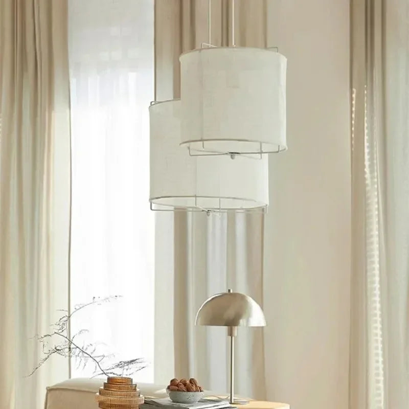 Suspension en toile tonneau ou tambour, Ø 30 à 50 cm, beige ou blanc