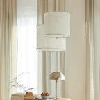 Suspension en toile tonneau ou tambour, Ø 30 à 50 cm, beige ou blanc