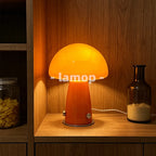 Lampe champignon en verre orange de 21 cm, lisse ou striée, USB