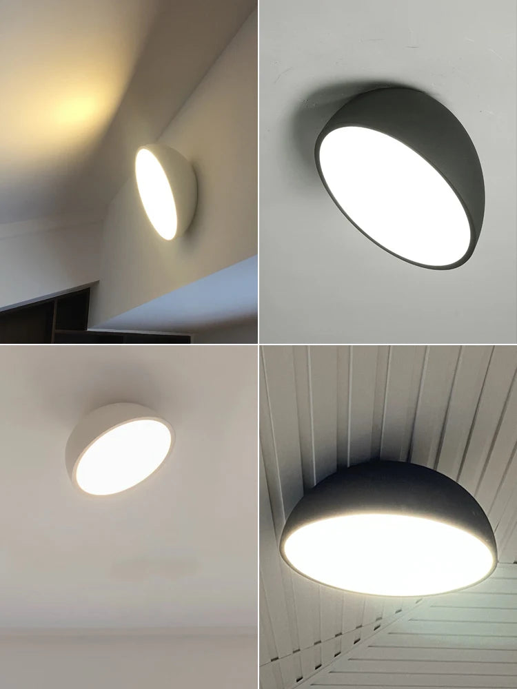 Plafonnier LED demi-sphère inclinée, noir ou blanc, Ø 20 à 50 cm