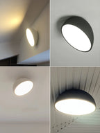 Plafonnier LED demi-sphère inclinée, noir ou blanc, Ø 20 à 50 cm