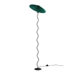 Lampadaire noir à tige ondulée et abat-jour plissé, 150 cm