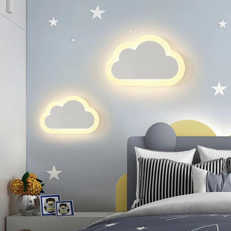 Applique murale nuage souriant LED ultra-plate, chambre d'enfant