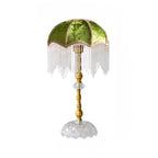 Lampe de chevet vintage en velours, abat-jour dôme à franges perlées
