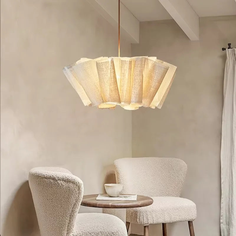 Suspension en lin plissé à pans évasés, Ø 40 ou 60 cm, 1 ou 3 E27