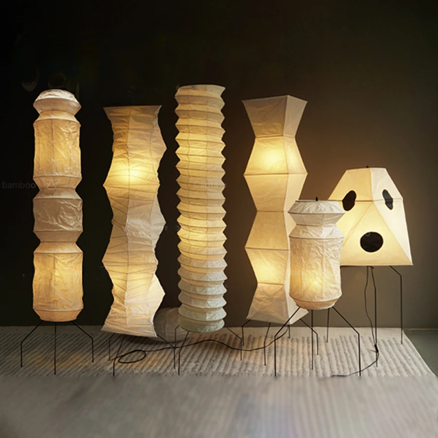 Lampadaire en papier de riz, sept formes de lanterne de 88 à 188 cm