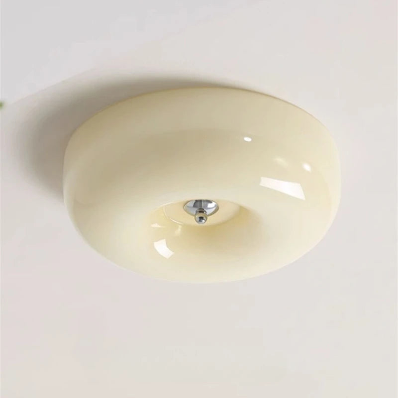 Plafonnier LED en verre opalin en anneau, Ø 32 cm, trois teintes