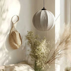 Suspension boule en tissu froissé, Ø 35 ou 40 cm, ampoule LED fournie