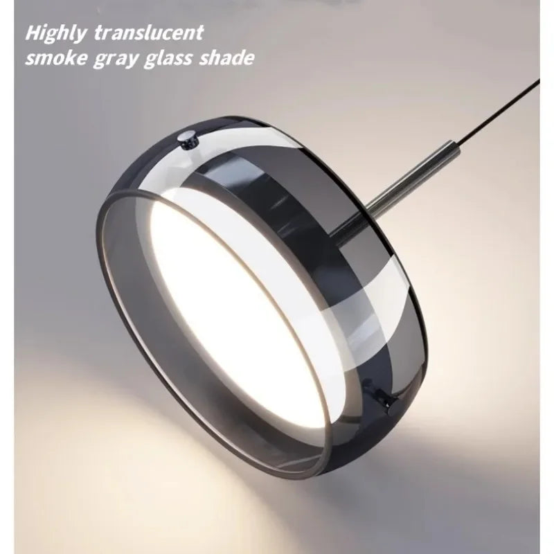 Suspension LED palet en verre fumé et noir, de 1 à 4 lumières