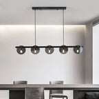 Lustre noir à disques de verre fumé, barre ou couronne LED