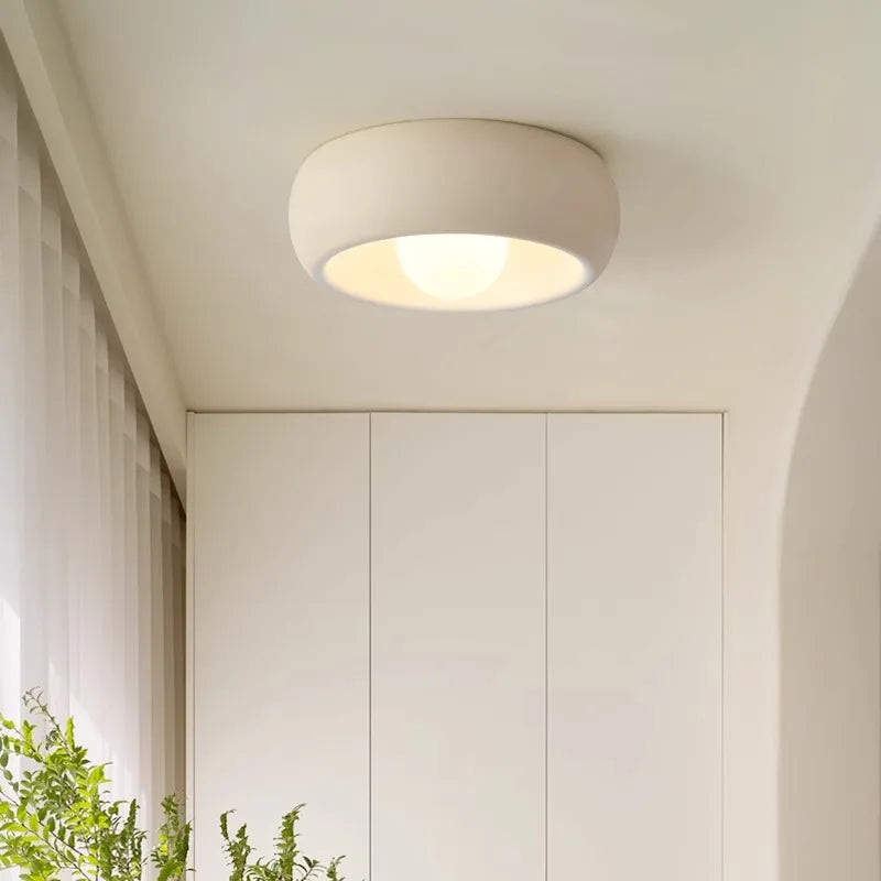 Plafonnier texturé esprit japonais Ø 30 cm, blanc ou beige, G9 LED