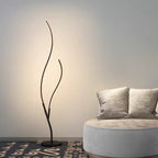 Lampadaire LED sculpture à deux tiges lumineuses ondulées, 145 cm