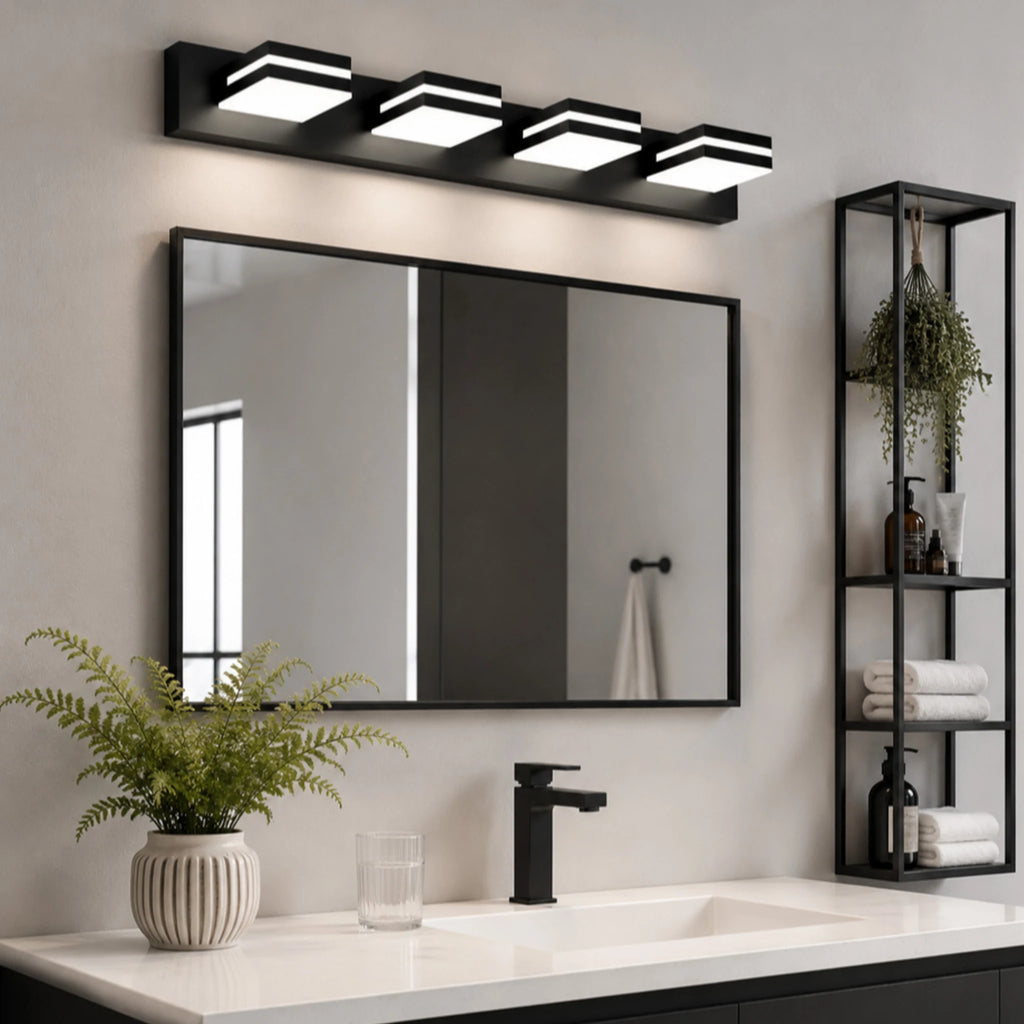 Applique murale LED noire à têtes carrées pivotantes sur 360°