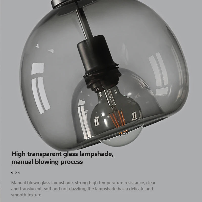 Suspension bol en verre fumé Ø 23 cm, 1 à 3 lumières, LED fournie