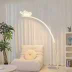 Lampadaire arc doré LED surmonté d'un papillon en acrylique