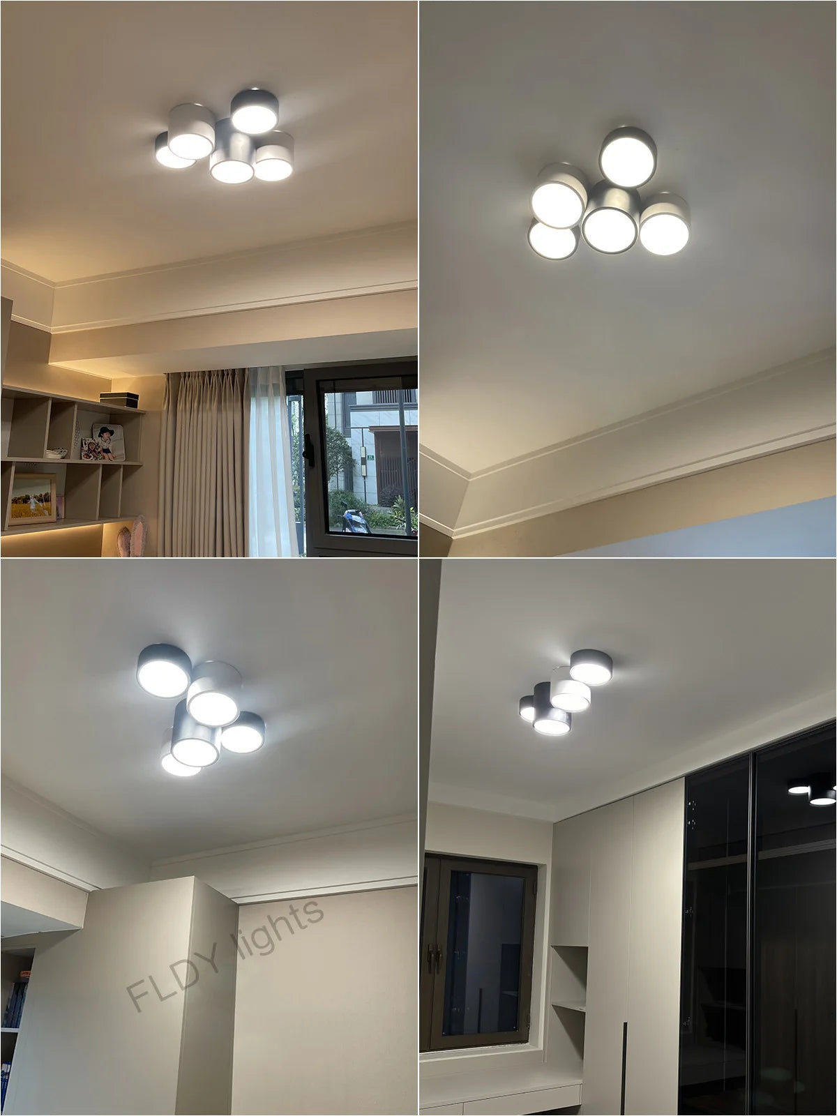 Plafonnier LED à cylindres gris anthracite et blanc, 2 à 7 lumières