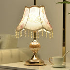 Lampe de chevet vintage à pampilles, pied doré ou blanc, 40 cm