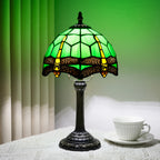 Lampe de chevet Tiffany en vitrail, libellule, paon ou morse, 20 cm