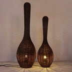 Lampadaire en rotin en forme de gourde, blanc, beige ou marron