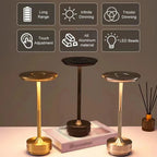 Lampe de table sans fil en aluminium, tactile, trois teintes