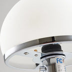 Lampe Bauhaus en verre opalin et chrome, tirette, Ø 18 x H 36 cm