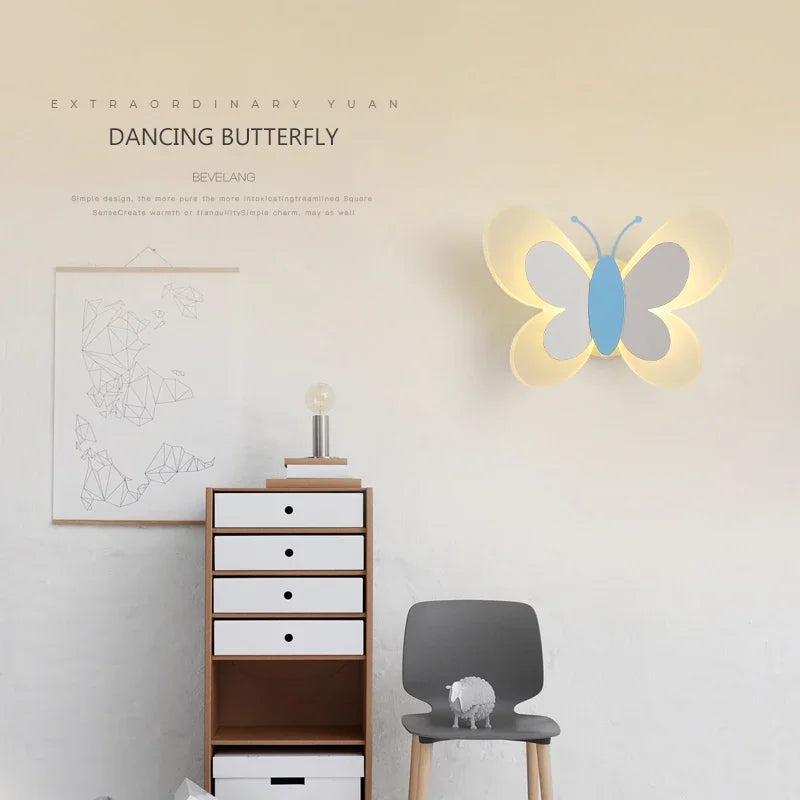 Applique murale papillon LED pastel pour chambre d'enfant, 24 cm