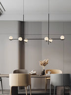 Lustre à globes opalins sur bras décalés, noir ou doré, 3 à 6 globes