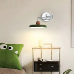 Applique murale pivotante à disque LED et boule effet bois, 3 teintes