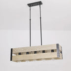 Lustre caisse rectangulaire en bois de 80 cm, 5 douilles E27