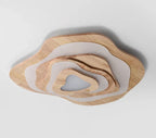 Plafonnier en bois massif à vagues superposées, LED de 40 à 80 cm