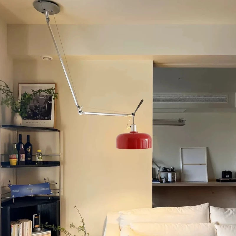 Suspension à bras articulé au plafond, coupole rouge, jaune ou bleue