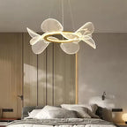 Lustre LED anneau doré à pétales en acrylique transparent
