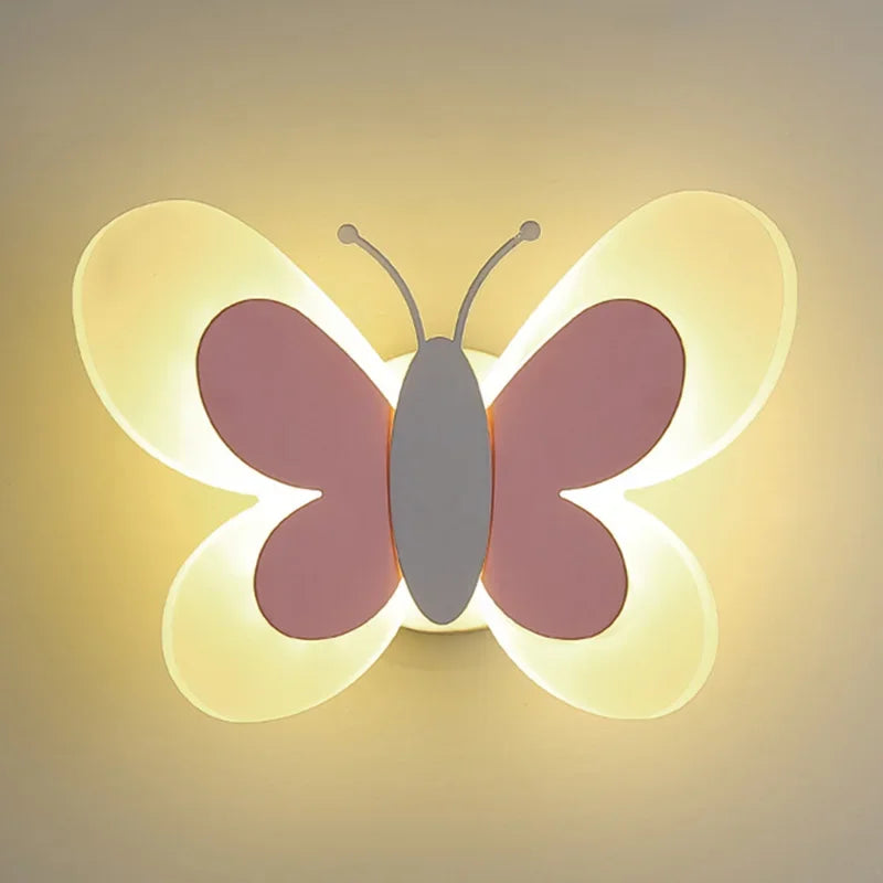 Applique murale papillon LED pastel pour chambre d'enfant, 24 cm