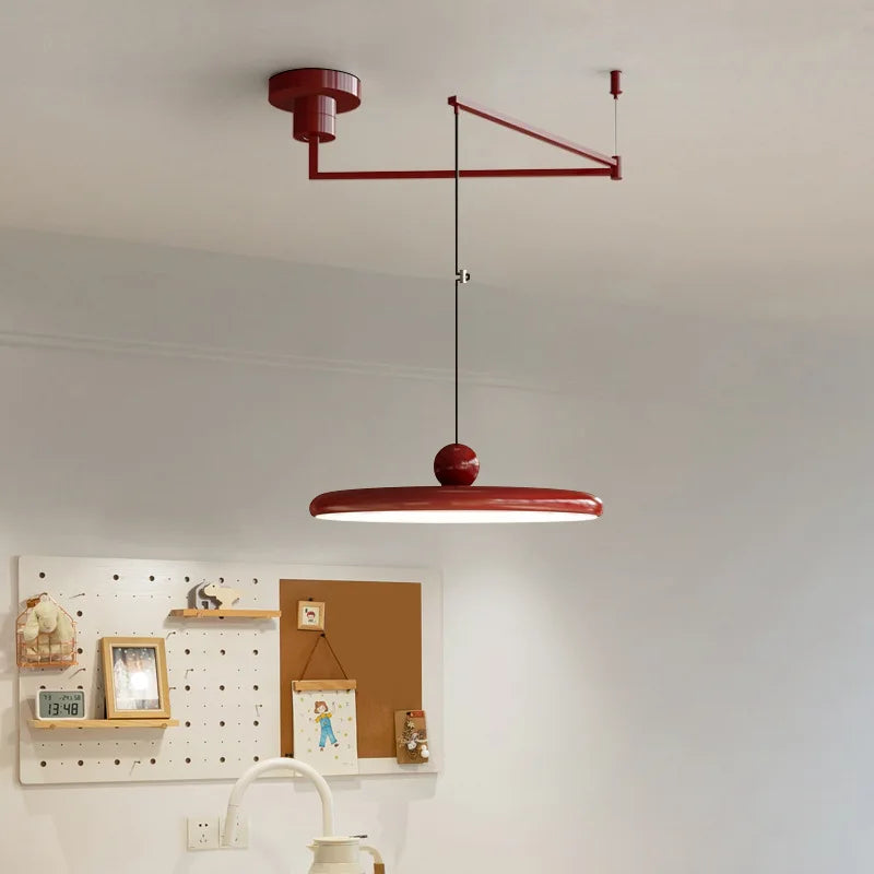 Suspension déportée à disque LED de 40 cm et bras pivotant, 6 coloris