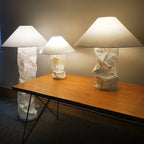 Lampe champignon en papier froissé, Ø 50 à 75 cm, à poser ou au sol