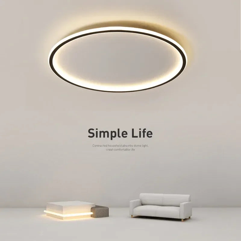Plafonnier LED anneau fin noir, blanc ou doré, du Ø 20 au Ø 80 cm