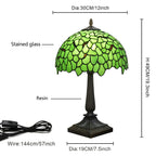 Lampe style Tiffany glycine en vitrail vert, abat-jour 30 cm, 49 cm