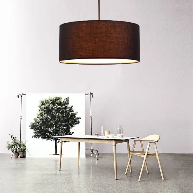 Suspension en lin tambour Ø 40 cm sur tige, quatre coloris de toile