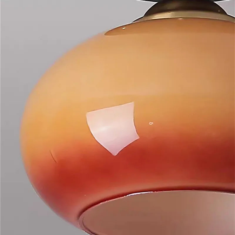 Plafonnier globe en verre opalin dégradé orange ou crème, Ø 18 cm