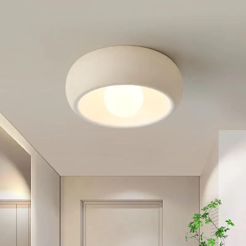 Plafonnier texturé esprit japonais Ø 30 cm, blanc ou beige, G9 LED