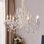 Lustre en cristal à bougies, blanc ou doré, de 6 à 12 lumières E14